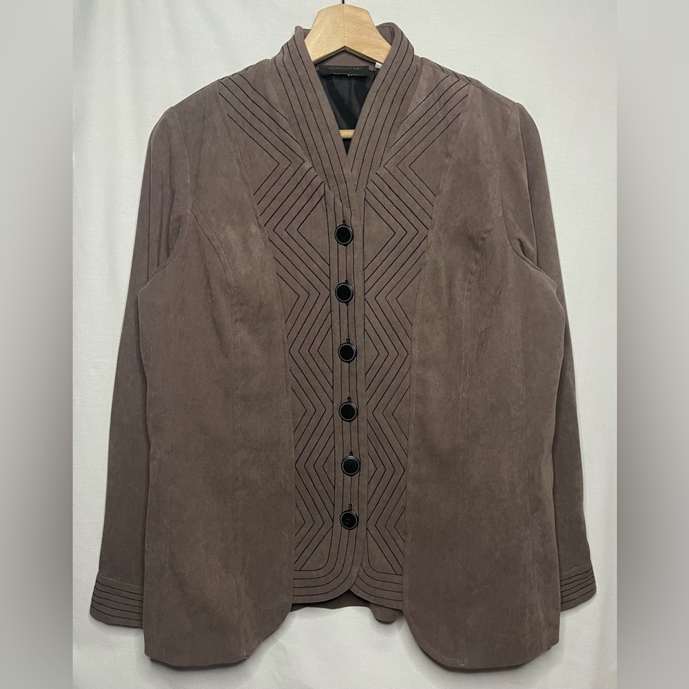 Bob Mackie Brown & Black Moleskin Trapunto Stitch Jacket Size S